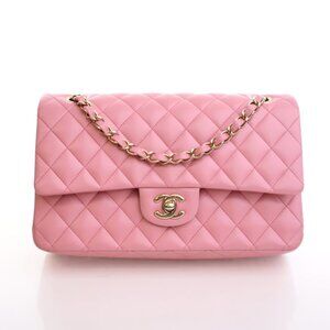Chanel Medium Pink Lambskin Classic Double Flap Bag